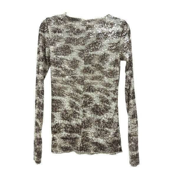 Free People Gold Rush Size XS Animal Print Sequin Top Shirt NWT - Picture 5 of 6